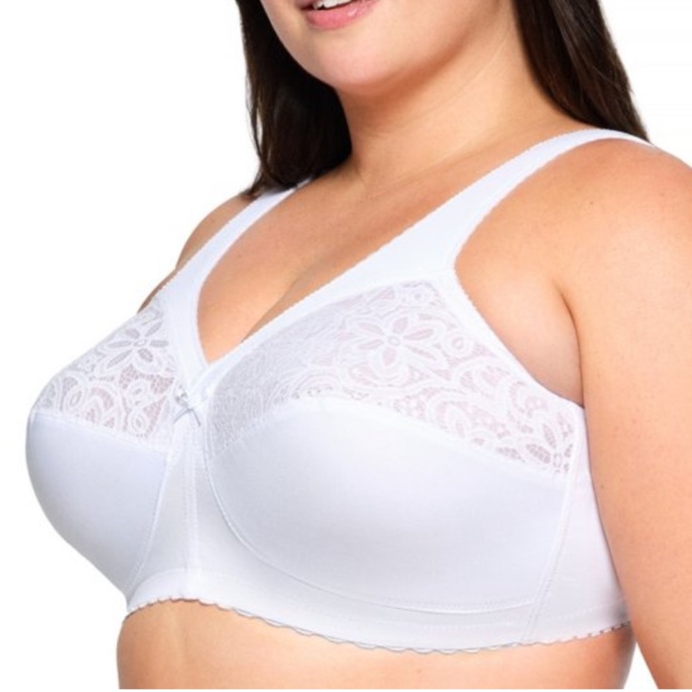 GLAMORISE Womens MagicLift Cotton Support Wirefree Bra 1001 White 42F NWT